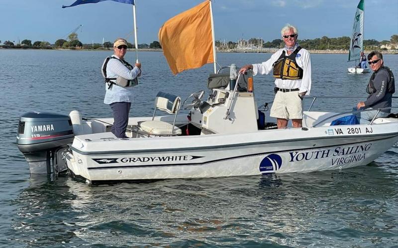 Race committee on Mill Creek at Fort Monroe VA