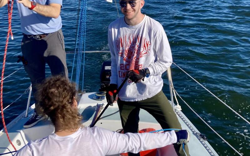 My friend Nate at the helm