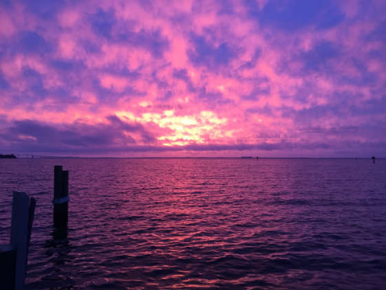  Red sky at morning, sailors take warning. But what about a pink and purple sky at morning?