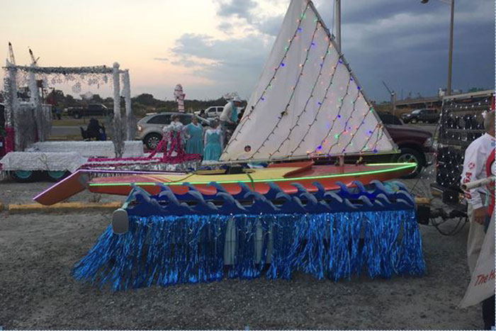 For the second year, sailors created a sailing-themed entry for Norfolk's Grand Illumination Parade.