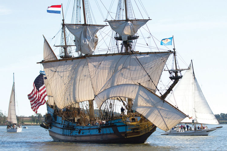 Tall Ships Rendezvous in Chestertown, MD, each October for Downrigging Weekend. Photo by Al Schreitmueller