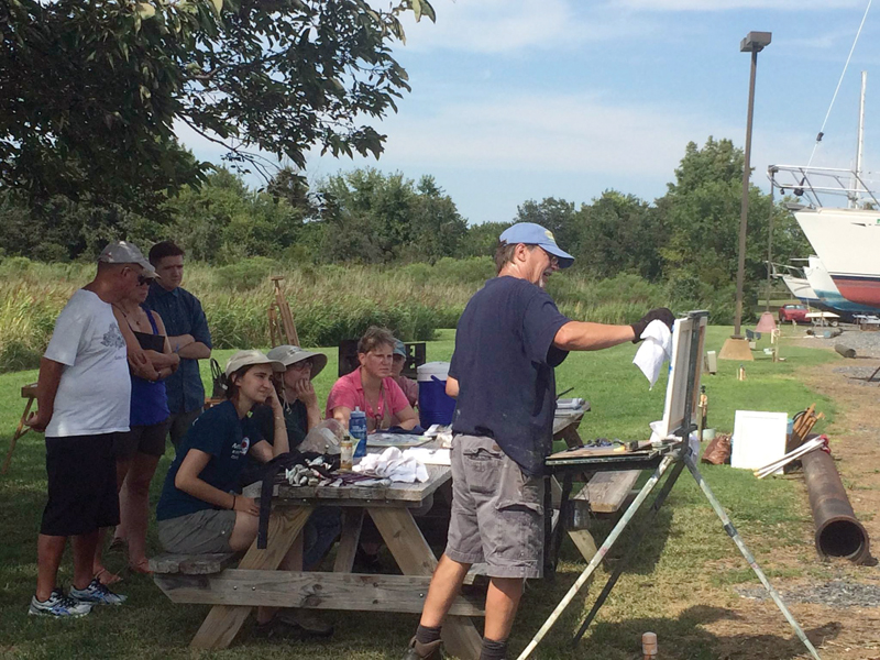 Walt Bartman teaching near the waterfront