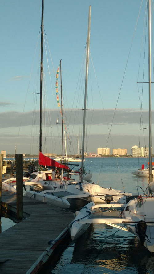 Multihulls at dock in Sarasota, FL