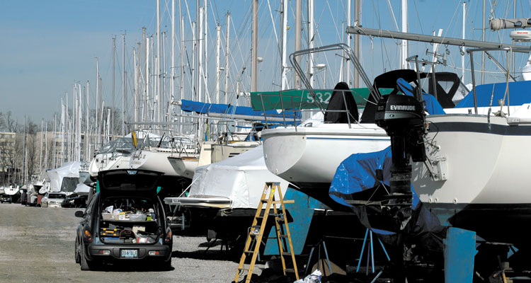 Everyone waits until the first nice weekend, but boat yards suddenly go from working on five boats to 200 at once!