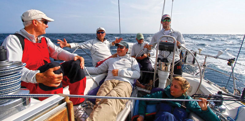 Offshore sailors competing in the 2015 Annapolis to Newport Race sailing offshore