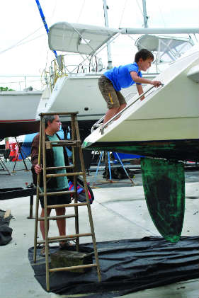 Keeping weight balanced in a catamaran can be a chore of its own. Photo by Cindy Wallach.