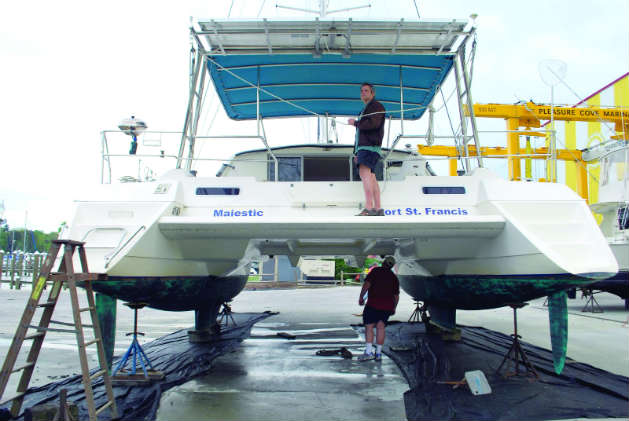 With double the hull comes double the work. Photo by Cindy Wallach.